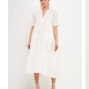 English Factory Gingham Tiered Midi Dress